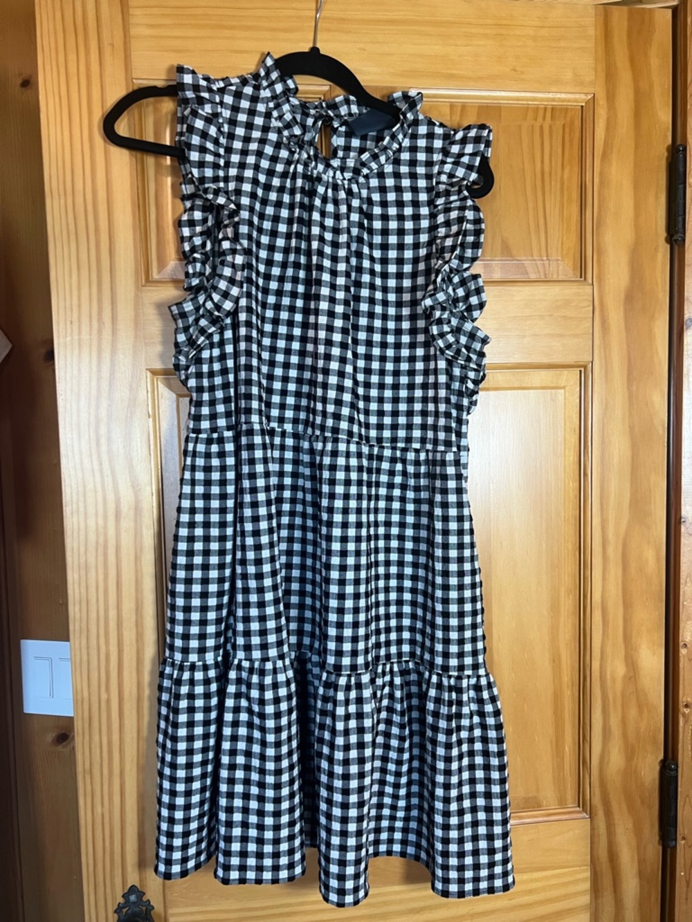 Anthropologie Black and White Gingham Mini Dress
